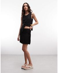 Noisy May - Linen Mix Wrap Around Tie Side Mini Skirt Co-ord - Lyst