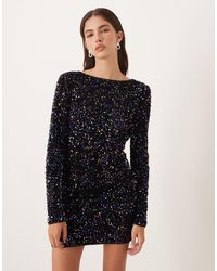 Lovedrobe - Embellished V-Back Velvet Bodycon Mini Dress - Lyst