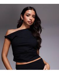 Kaiia - Exclusive Cotton Rich Stretch Twist Off Shoulder Top - Lyst