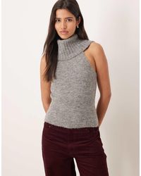Gina Tricot - Grofgebreide Mouwloze Hoogsluitende Top - Lyst