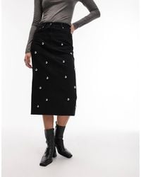 ARKET - Studded Denim Midi Skirt - Lyst