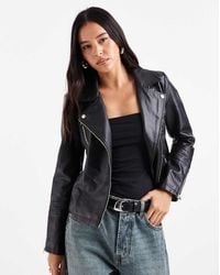 ONLY - Chaqueta Biker Negra De Cuero Sintético De - Lyst