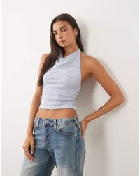 Motel - Manya Backless Halter Neck Top With Sequin Detail - Lyst