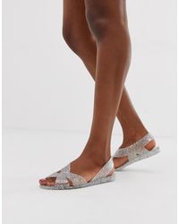 ASOS Bailarinas planas de goma en brillantina plateada Lunar - Multicolor