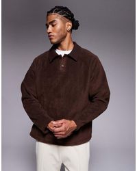 ASOS - Relaxed Fleece Sweatshirt With Ribbed Collar - Lyst