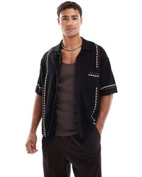 Redefined Rebel - Recht Gebreid Overhemd Met Contrasterend Detail - Lyst