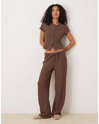 ASOS - Co-Ord Crochet Straight Leg Trouser With Tie Waist - Lyst