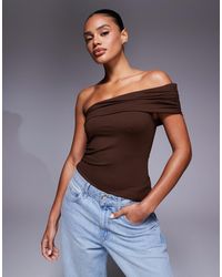 ASOS - Polyamide Asymmetric Bardot Top - Lyst