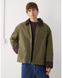 Reclaimed Vintage - Barn Jacket With Embroidery Detail And Contrast Cord Collar - Lyst