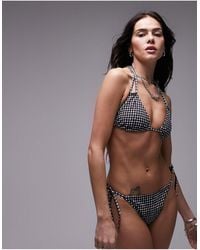 TOPSHOP - Mix And Match Textured Gingham Triangle Bikini Top - Lyst