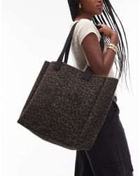 AllSaints - – izzy – flauschige tragetasche mit leopardenmuster - Lyst