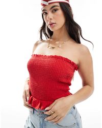 ASOS - – trägerloses, gesmoktes oberteil aus leinenmix - Lyst