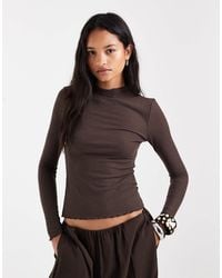 ONLY - High Neck Long Sleeve Top With Lettuce Edge - Lyst