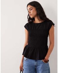 Threadbare - Jersey Cap Sleeve Shirred Top - Lyst