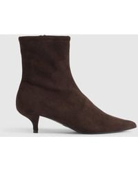River Island - Faux Suede Kitten Heel Sock Boots - Lyst