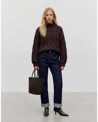 Vero Moda - Oversized High Neck Fluffy Cable Knit Jumper - Lyst