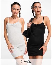 Daisy Street - 2 Pack Ruched Bust Cami Mini Dress - Lyst