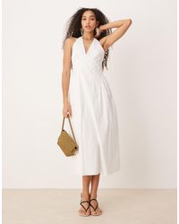 Mango - Robe longueur mollet en coton à dos nu et taille basse - Lyst