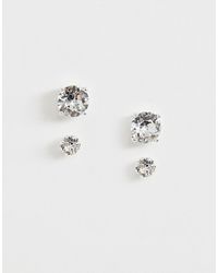 ASOS – ne Ohrstecker mit Swarovski-Kristallen im Multipack - Mettallic