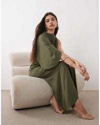 ASOS - One Sleeve Maxi Dress With Pleat Waist Detail - Lyst