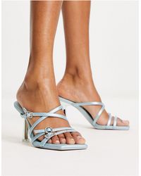 ALDO - Eriasien - sandali con tacco e fibbia color cielo metallizzato - Lyst