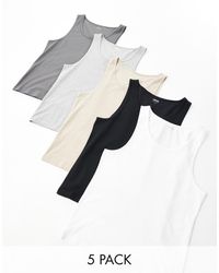 ASOS - Essential 5 Pack Muscle Fit Vests - Lyst