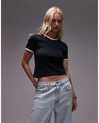 TOPSHOP - Contrast Frill Edge Everyday Tee - Lyst