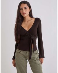 Motel - Lamae Wrap Detail Long Sleeve Top - Lyst