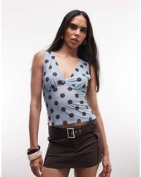 Reclaimed Vintage - Polka Dot Print V Neck Tank Top - Lyst