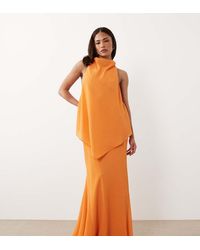 ASOS - Asos Design Petite Chiffon High Neck Double Layer Maxi Dress - Lyst