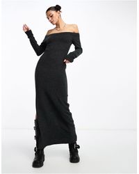 Weekday - Exclusivité asos - - robe pull longueur mollet en laine mélangée à épaules dénudées - cassé chiné - Lyst
