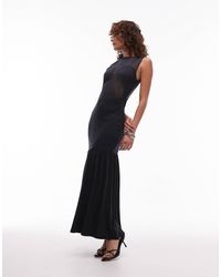 ASOS - Mesh Panel Fabric Mix Maxi Dress - Lyst