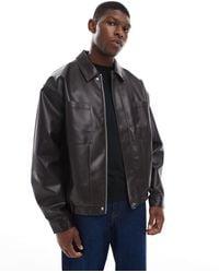 ASOS - Faux Leather Bomber Jacket - Lyst