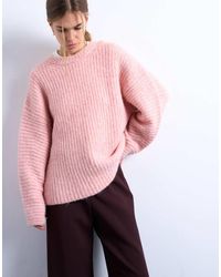 TOPSHOP - Knitted Ribbed Balloon Sleeve Jumper - Lyst