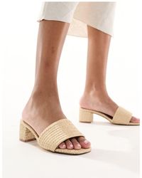 ALDO - Claudina - sandali sabot con tacco medio e design intrecciato tonalità naturale - Lyst