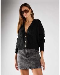 Glamorous - Button Down Cable Knit Cardigan - Lyst
