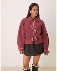 ASOS - Borg Fleece With Bow Tie Front - Lyst