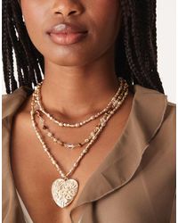 ASOS - Ketting Met Meerdere Rijen En Grote Hartvormige Hanger - Lyst