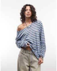Collusion - Long Sleeve Off The Shoulder Stipe Top - Lyst