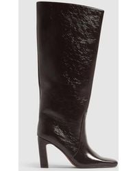 River Island - Faux Leather High Leg Heeled Boots - Lyst
