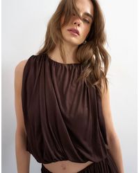 TOPSHOP - Bubble Drape Top - Lyst