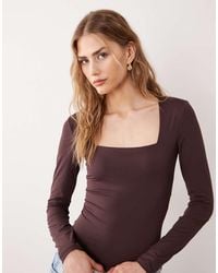 New Look - Long Sleeve Square Neck Bodysuit - Lyst