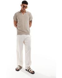 New Look - Short Sleeve Textured Stripe Polo Shirt - Lyst