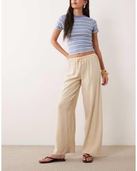 The Frolic - Exclusive Linen Blend Drawstring Waist Wide Leg Pants - Lyst