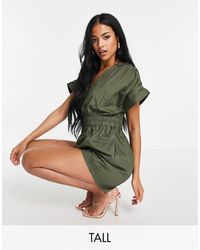 Missguided Utility Playsuit - Green