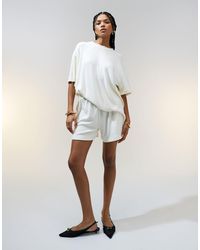 ASOS - Short en maille texturée d'ensemble - crème - Lyst