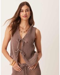 ASOS - Knitted Crochet Tie Front Top Co-ord - Lyst