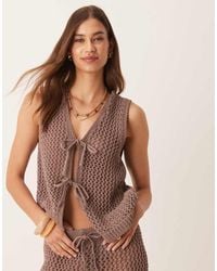 ASOS - Knitted Crochet Tie Front Top Co-ord - Lyst