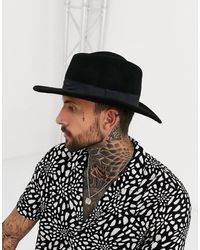 ASOS Cappello Pork Pie con falda larga e fascia nero