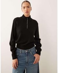 Mango - Button Detail High Neck Jumper - Lyst